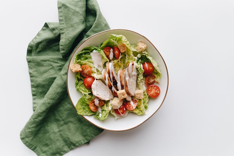 Classic Caesar salad with parmesan and croutons