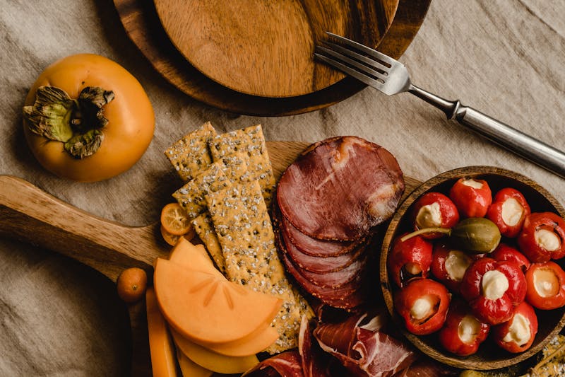 Italian antipasto salad with cured meats and olives